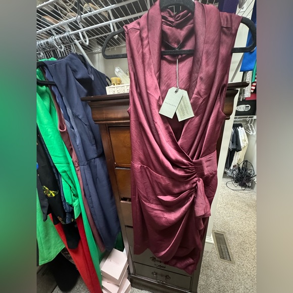 NWT Maroon All Saints Wrap Dress Sz 10 - Picture 2 of 6